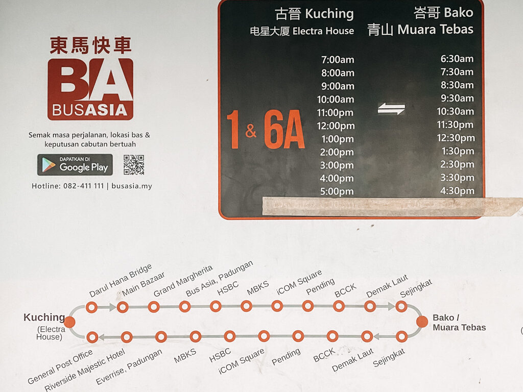 Busfahrplan Kuching zum Bako Nationalpark